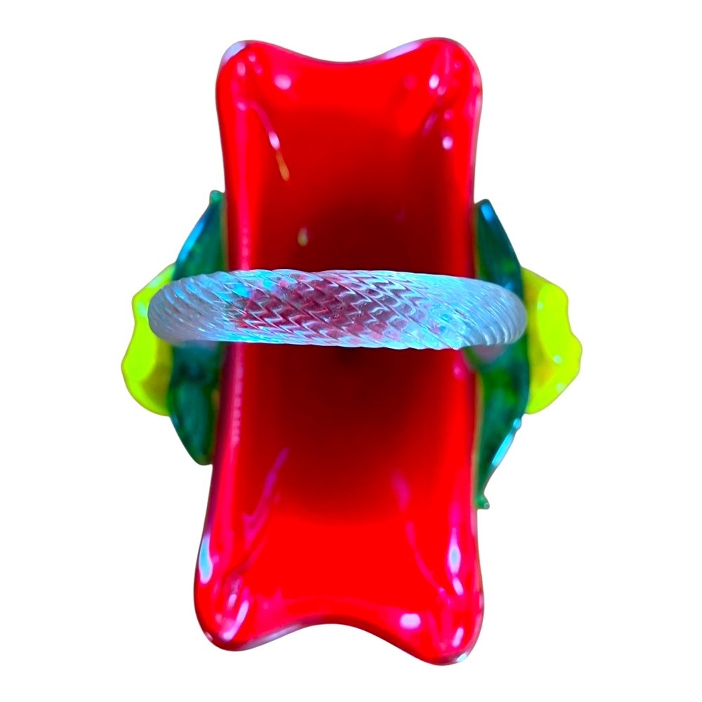 Red Art Flower Glass Basket - Picture 3 of 4